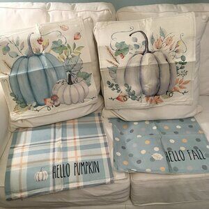 NWOT Set Of 4 Pumpkin Fall Decorative Pillow Covers